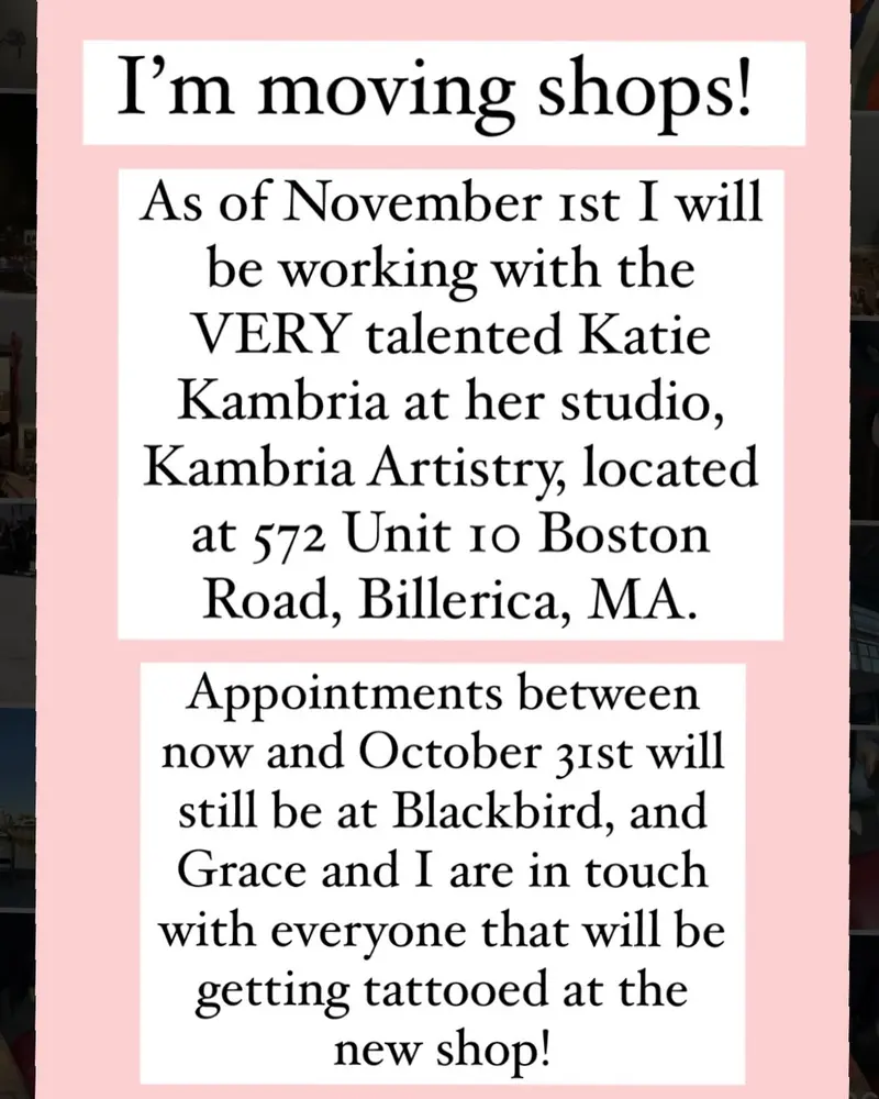Big news!! I’m so excited for this next step in my career. @kambria.tattoo studio is beautiful and comfortable, and I…
