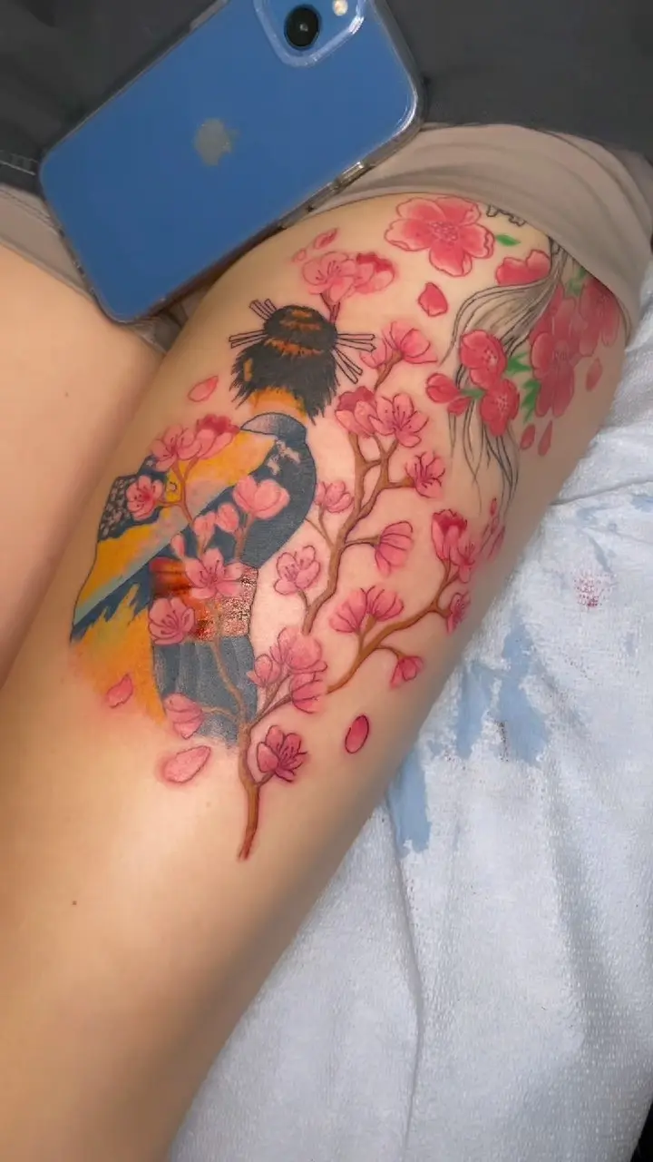 First session on this colorful leg piece inspired by a painting from my clients grandmothers house. Can’t wait to get…