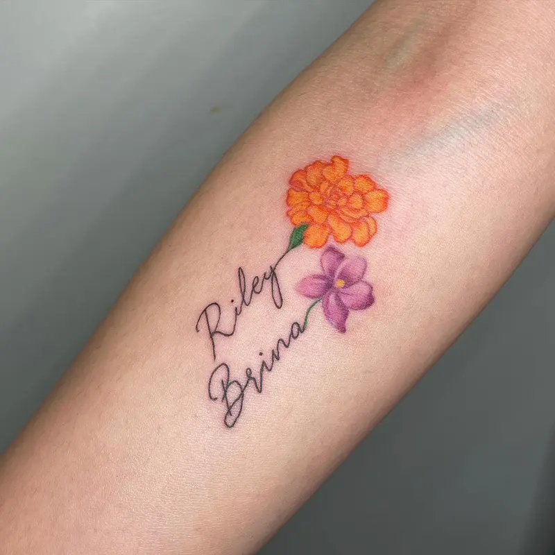 Cute full color birth flowers from a while back * * * #birthmonth #birthmonthflowers #birthflowertattoo #violet…