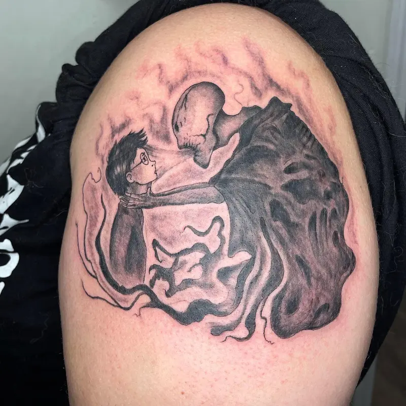 Harry Potter tattoo inspired by art brought in by my client * * * #harrypotter #harrypotterfanart #dementor…