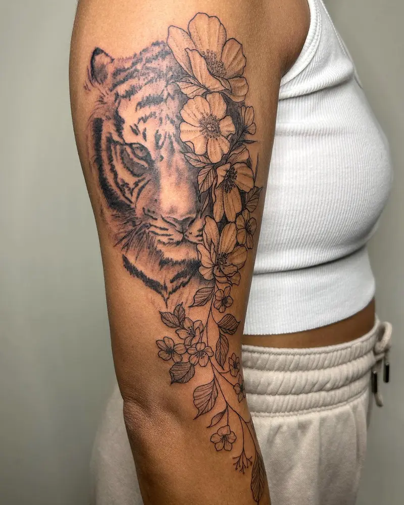 Swipe to see how this tiger piece connects to a scorpion piece we did in December 🐯 🦂 * * * #tigertattoo…