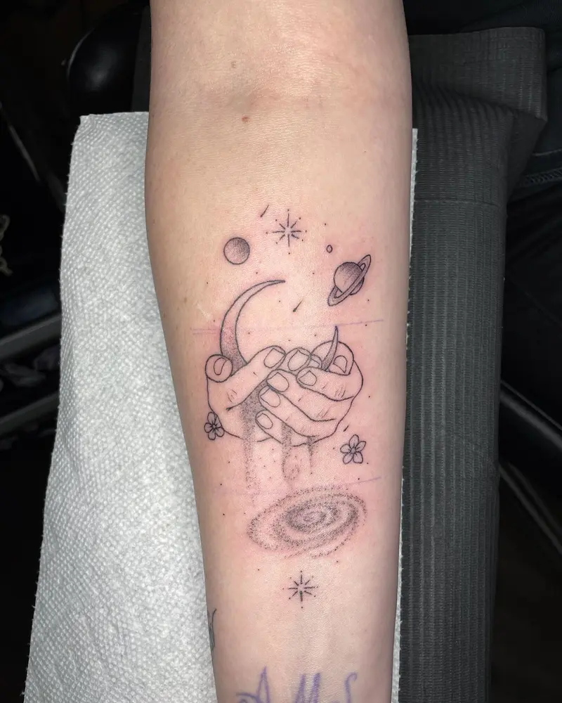 Galaxy hands🌙 * * * #galaxy #galaxytattoo #galaxyart #space #spaceart #spacetattoo #astronomylover #astrology…