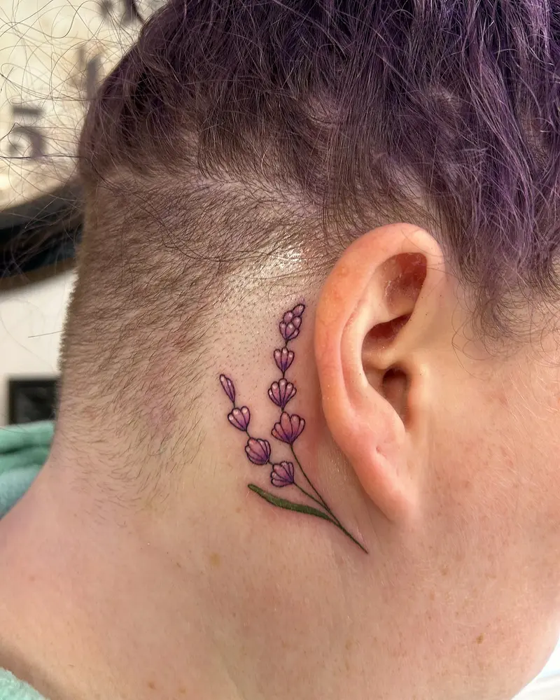 New little addition behind the ear. Other side is next 😎 * * * #lavendertattoo #behindeartattoo #daintytattoo…