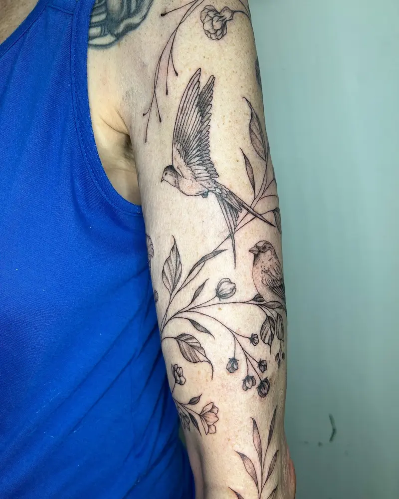 Sleeve of vines done over a couple of sessions. Also included and some special lyrics and handwriting for my client 🤍…