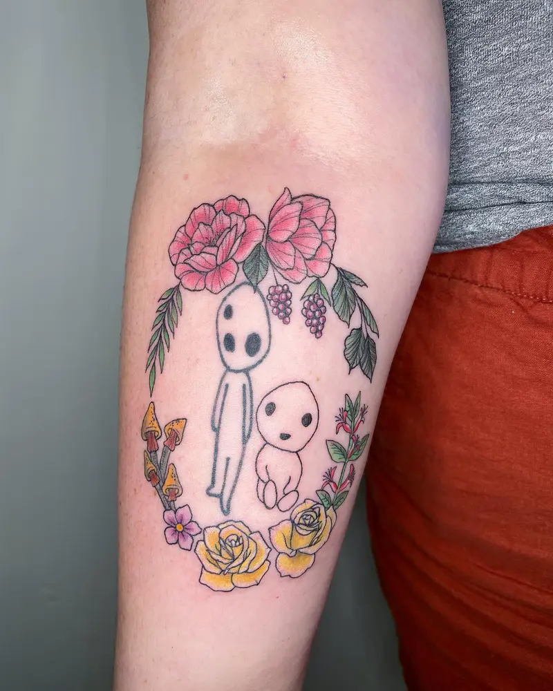 Added a friend and some flowers to this little character. (Other tattoo not done by me) * * * #flowerframe…