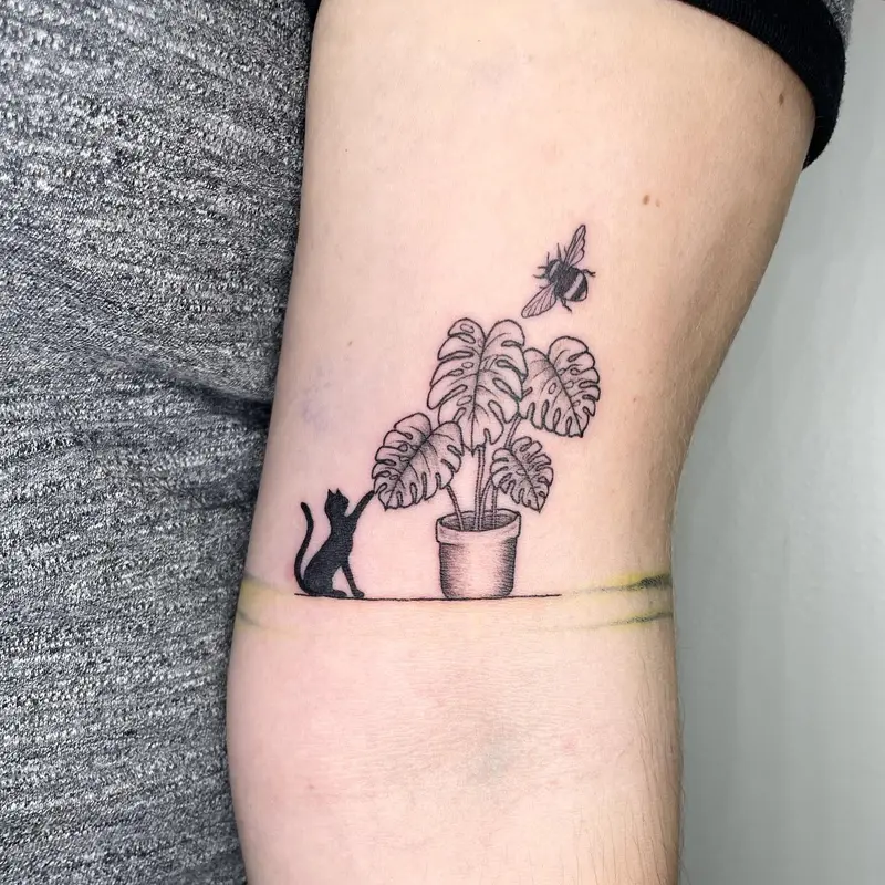This is the start to an arm band/half sleeve, so we used sharpie to map out future projects but this is what we…