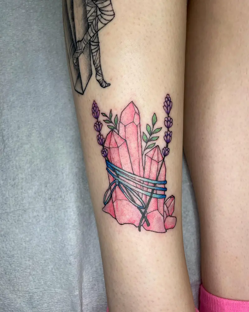 Also wanted to share some photos of this one from yesterday * * * #colortattoo #crystals #crystaltattoo #lavender…
