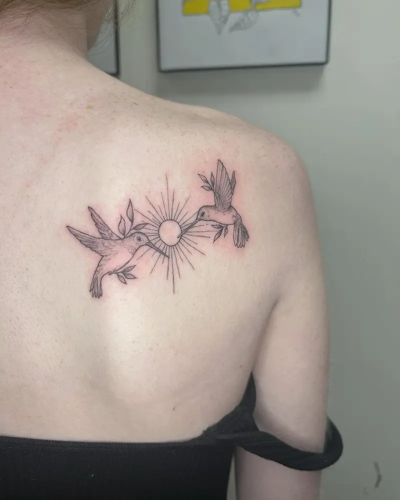 Hummingbirds from the weekend * * * #hummingbirds #birdtattoo #backtattoo #singleneedletattoo #daintytattoo…
