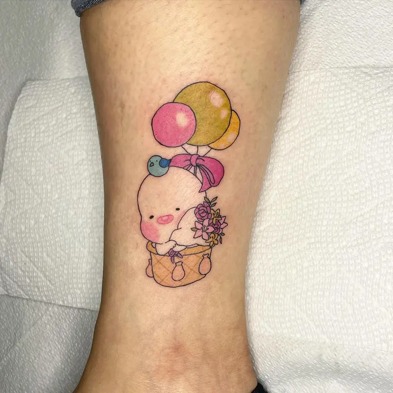 This is 옴팡이 and he is very cute. Such a fun design to tattoo yesterday. * * * #옴팡이 #Ompangi #koreanart #characterart…