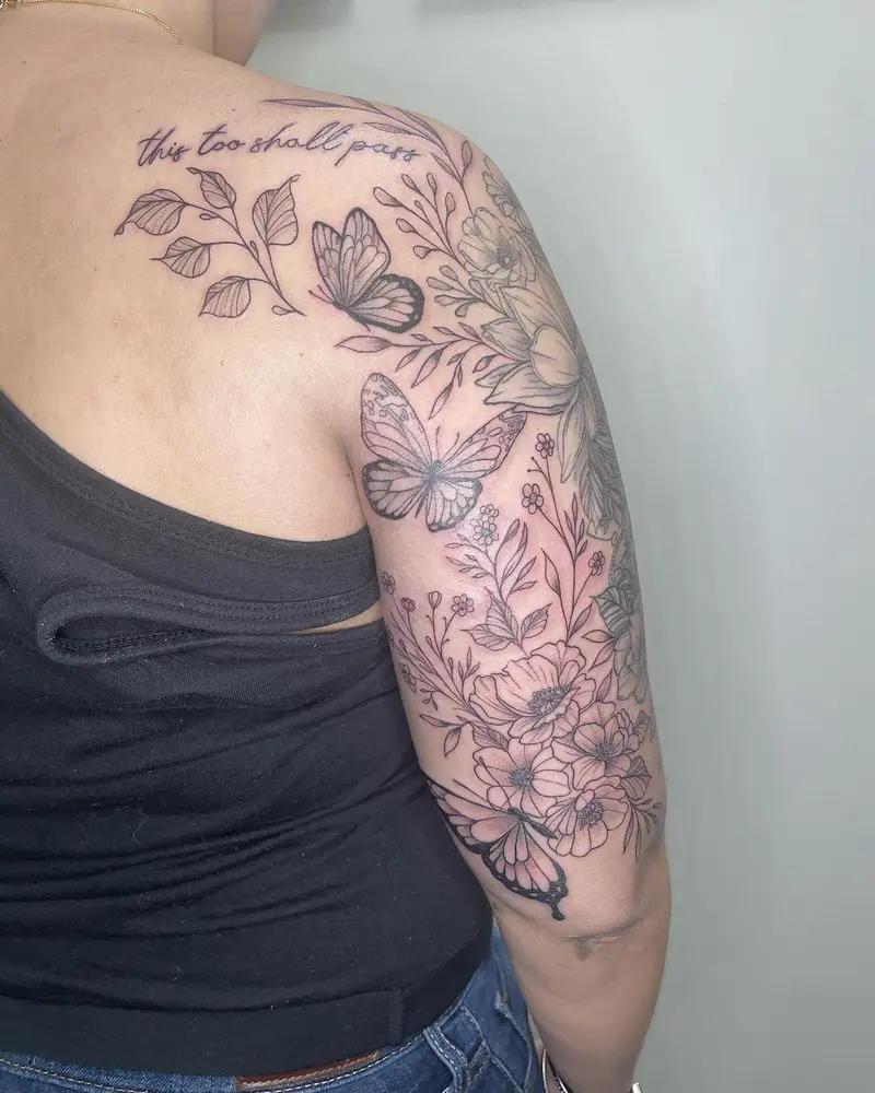 Filled in the back of the arm. Swipe to see the healed part 🥰 * * * #butterflytattoo #butterflies #fillertattoo…