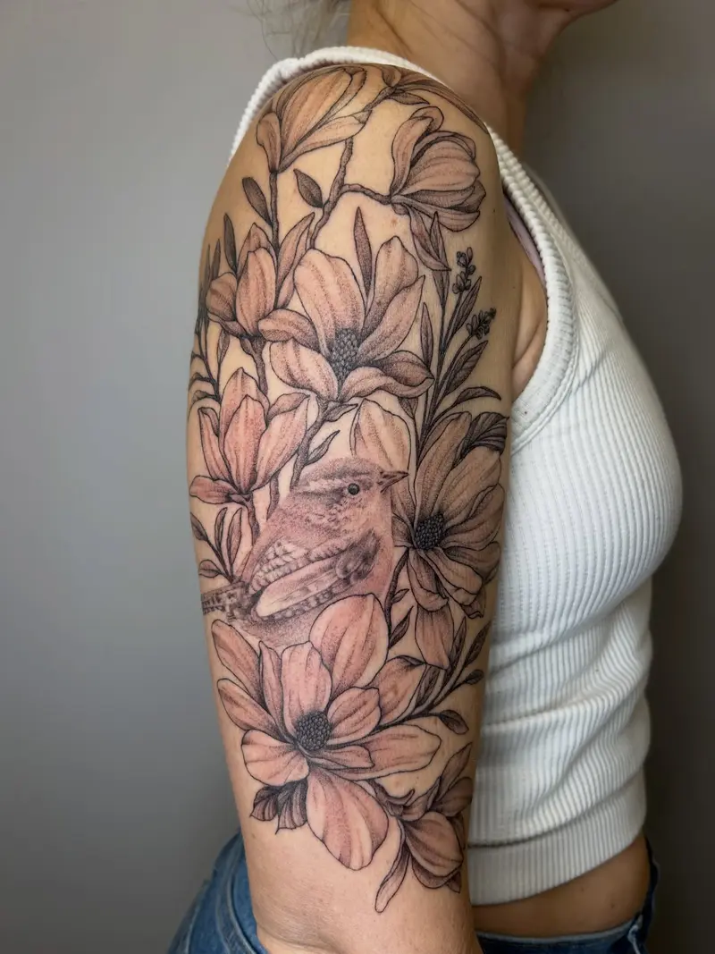 2 sessions for this magnolia and Carolina wren piece. I love how it came together and I’m excited to see how it looks…
