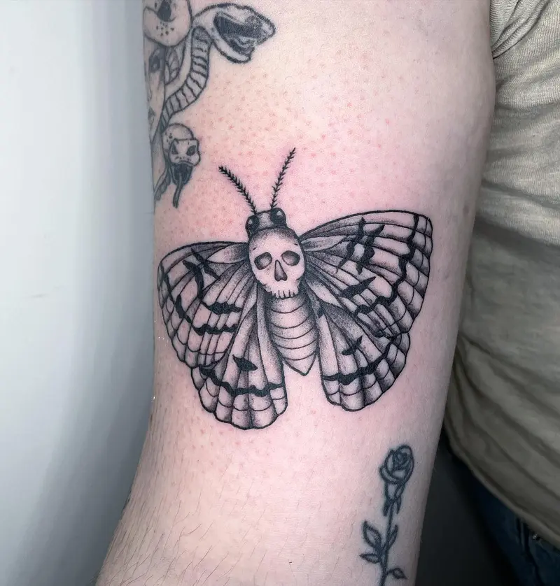 Moth friend I tattooed recently * * * #mothtattoo #deathmoth #deathmothtattoo #moth #insecttattoo #art #tattooart…