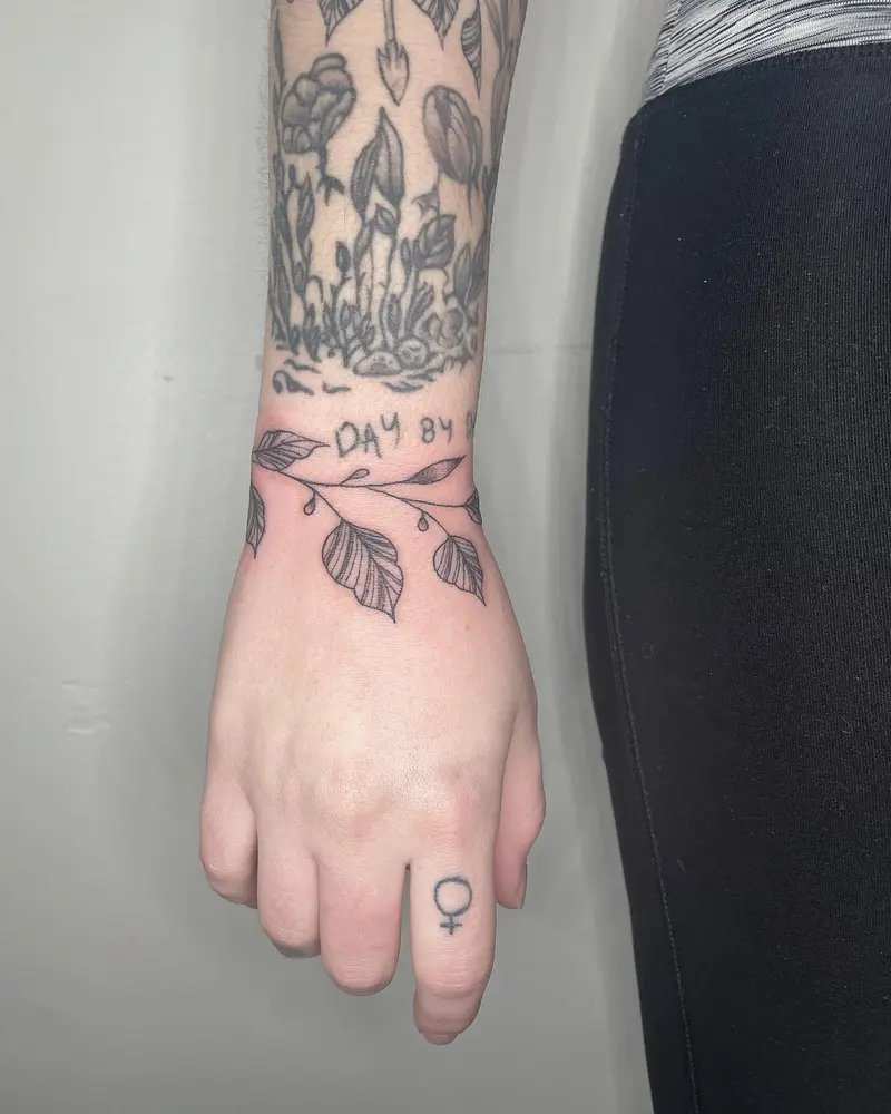 Added a leafy vine and Medusa to finish up this sleeve 😍 * * * #vinetattoo #fillertattoo #wristtattoo #vine…