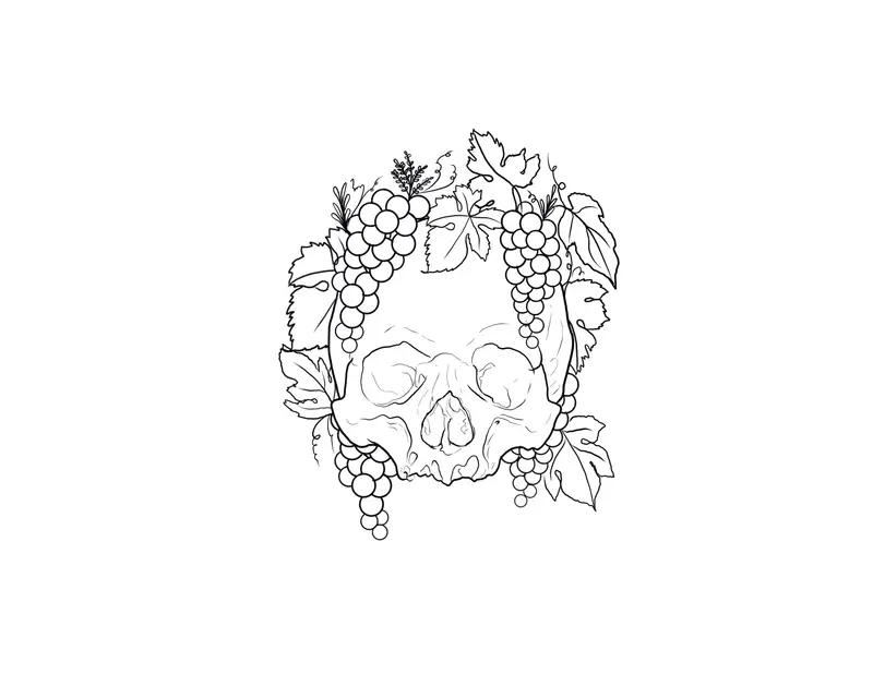 Skull in grapes