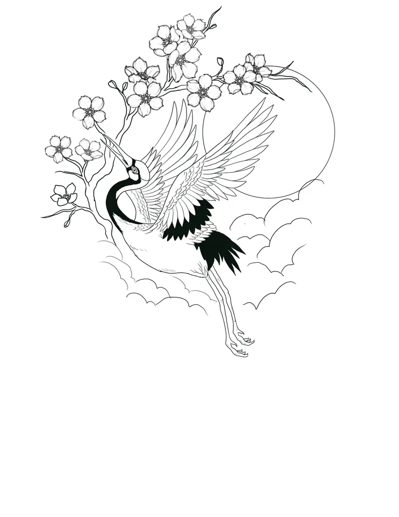 Crane in the clouds